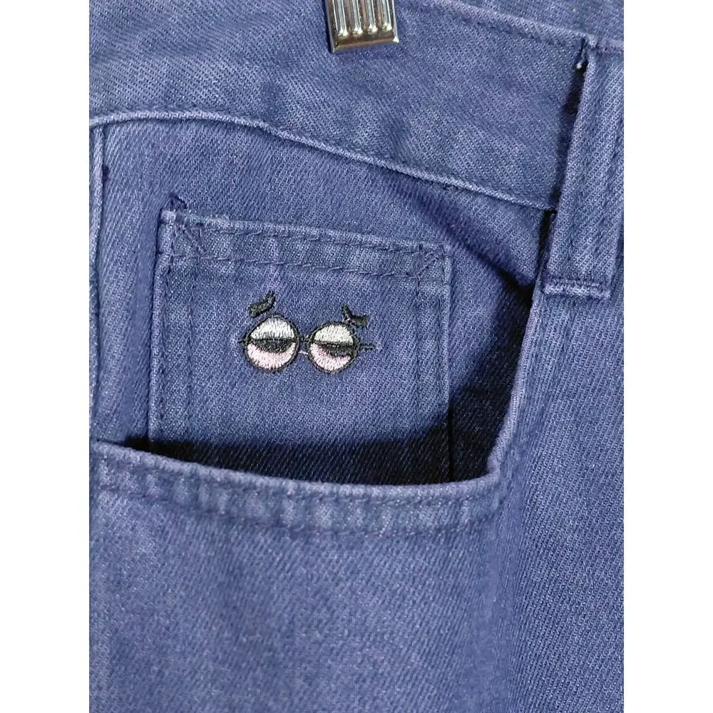 M/sf/t Mad Minds Purple Pocket Embroidered Straight Leg Jeans Men Size 36